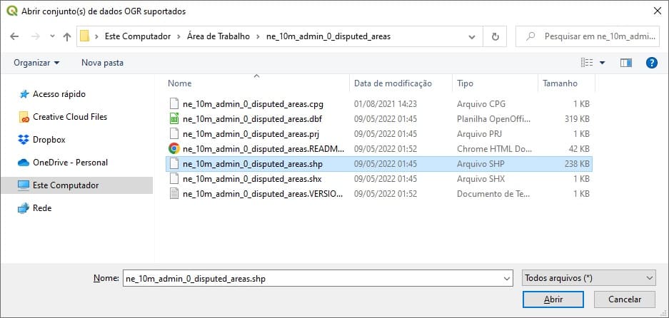 Inserir áreas disputadas e separatistas no QGIS