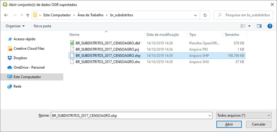 Inserir arquivos de Distritos e subdistritos do Brasil no QGIS