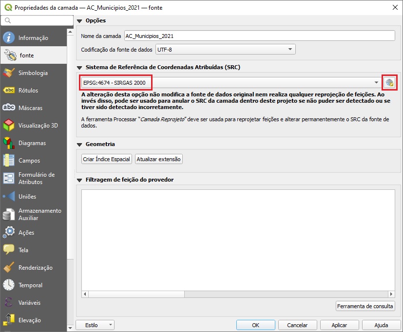 Sistema de Referência de Coordenadas no QGIS