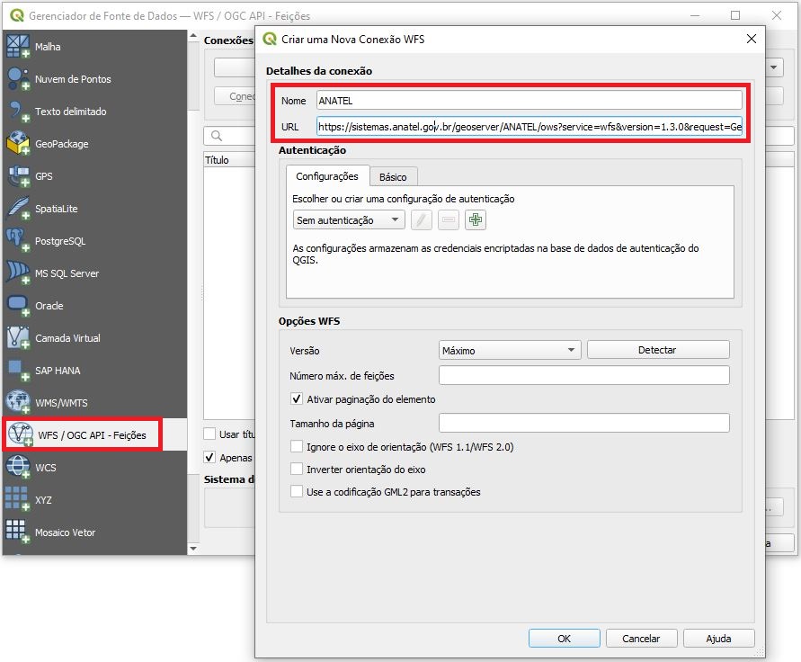 Conectando WFS no QGIS