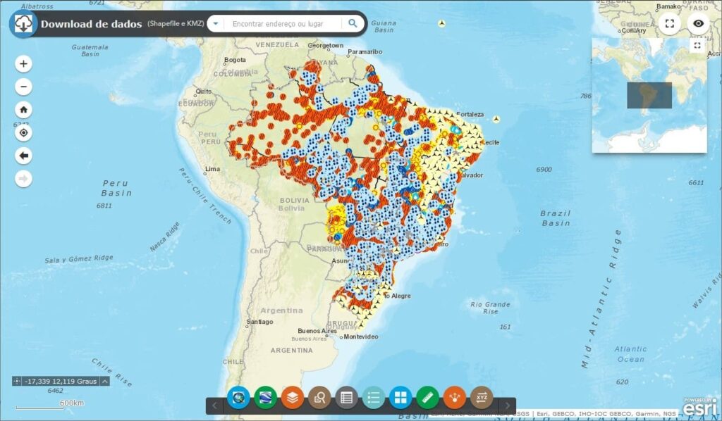 Baixar shapefile de usinas de produção de energia elétrica