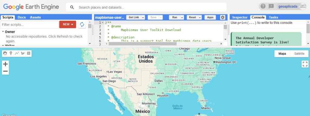 Dados de uso e cobertura do MapBiomas Google Earth Engine